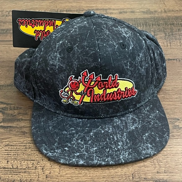 World Industries Other - World Industries SnapBack Hat Willy Flameboy Acid Wash ‘Gray Black’